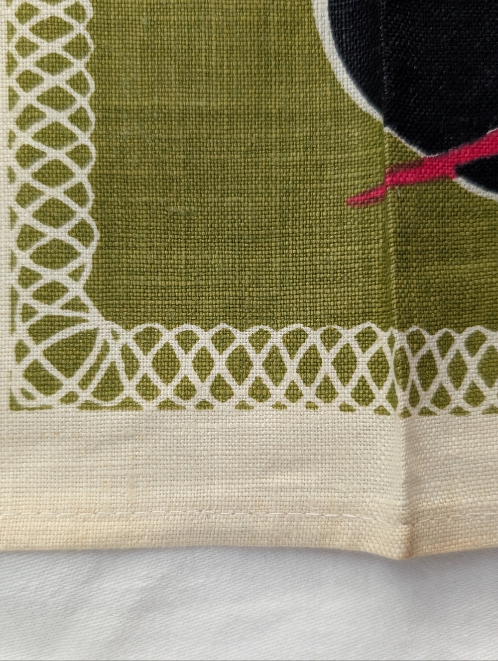 Vintage Prints Charming Vegetable Print Linen Dish Towel in Olive Green and Red - Picture 10 of 16